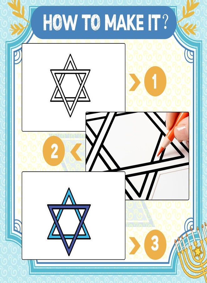 Moinchore 48 Pcs Hanukkah Crafts Color Your Own DIY Paper Star of David Menorah Dreidel Color Drawing DIY Craft Gifts for Men Women Holiday Hanukkah Birthday Painting Activities Party Favors Supplies - Image 4